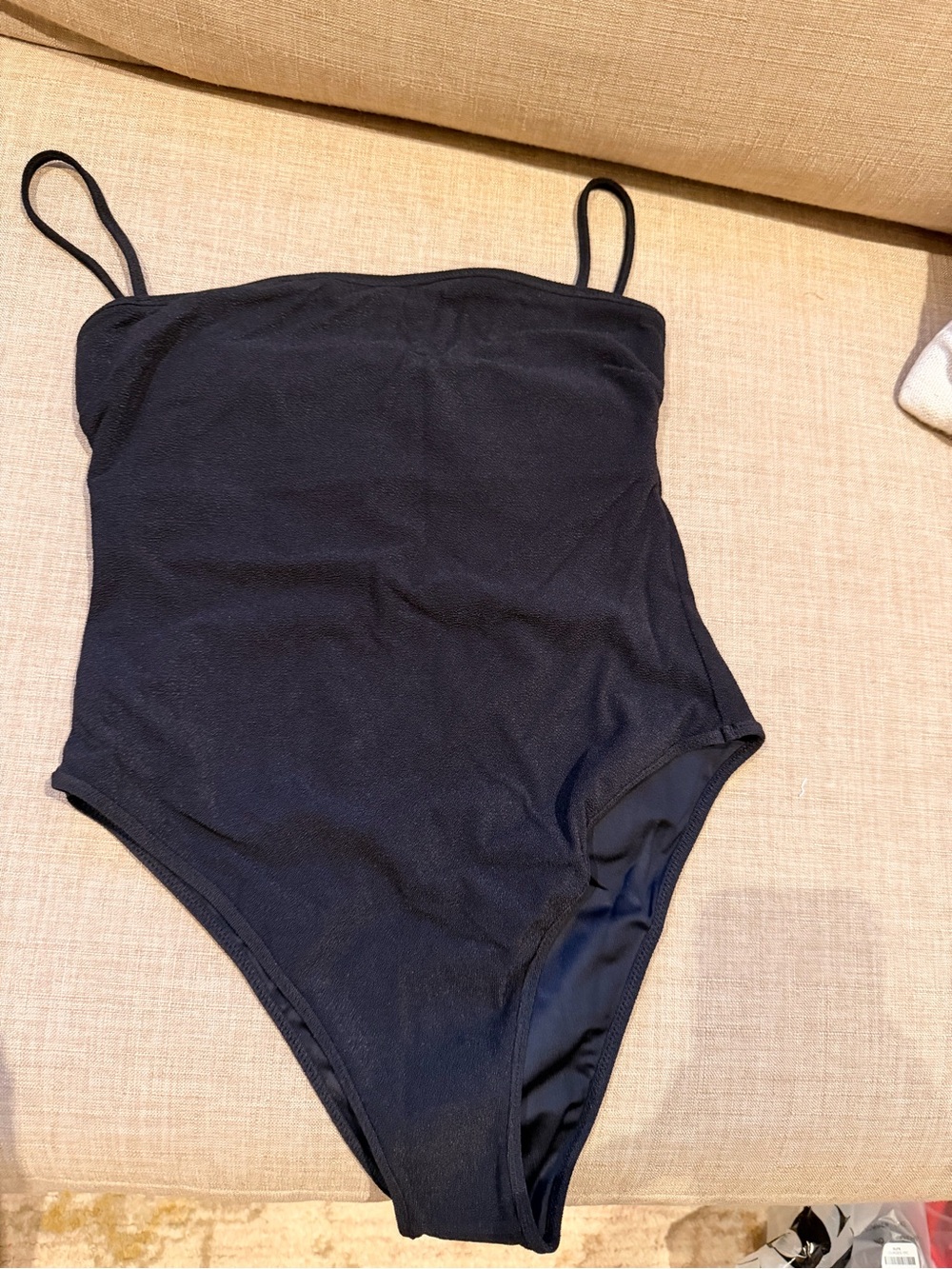 Sleek Black One-Piece Swim Suit with Thin Straps - Unbranded
